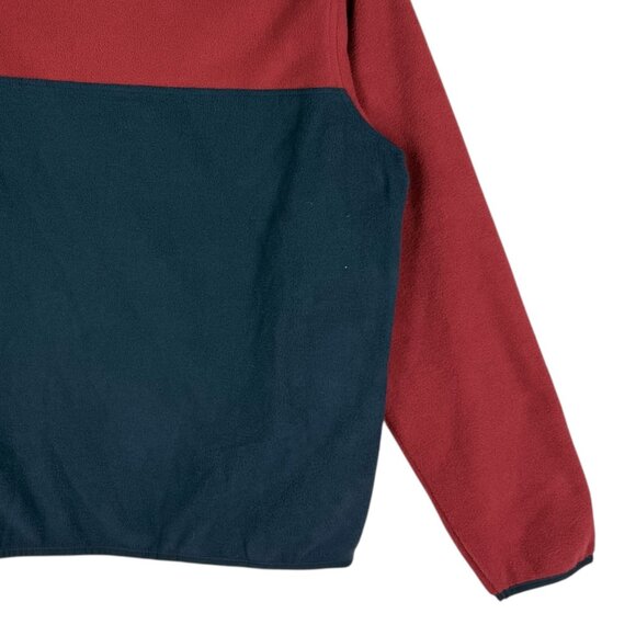 NWOT Lands End Men's Fleece Pullover Henley Mock Neck Snap Red/Blue Jacket Sz M - Picture 6 of 10